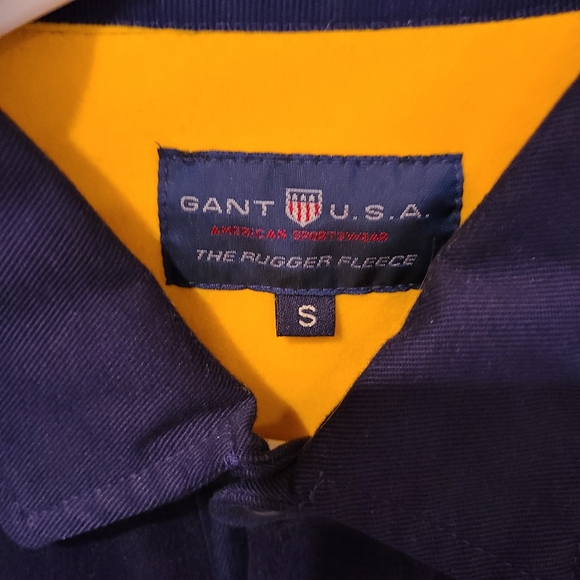 (2002) Gant, Men's Long Sleeve Rugger Fleece, Blue with yellow trim, Size: Small - Picture 6 of 6